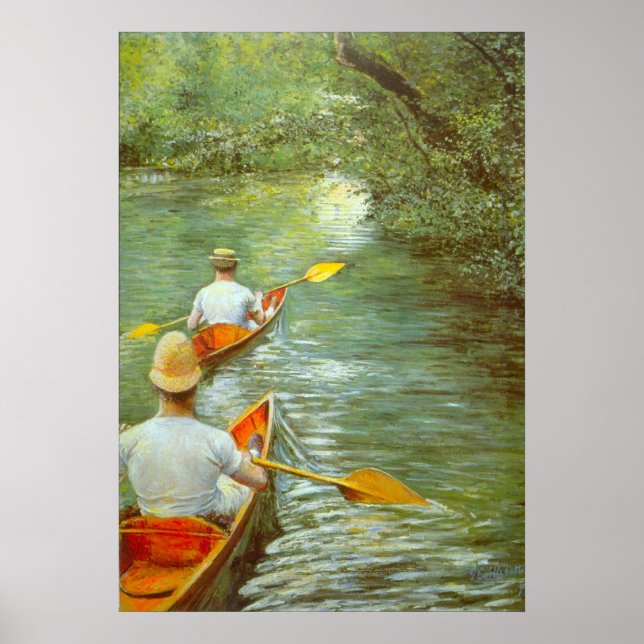 Poster Les Canoës, Perissoires par Gustave Caillebotte (Devant)