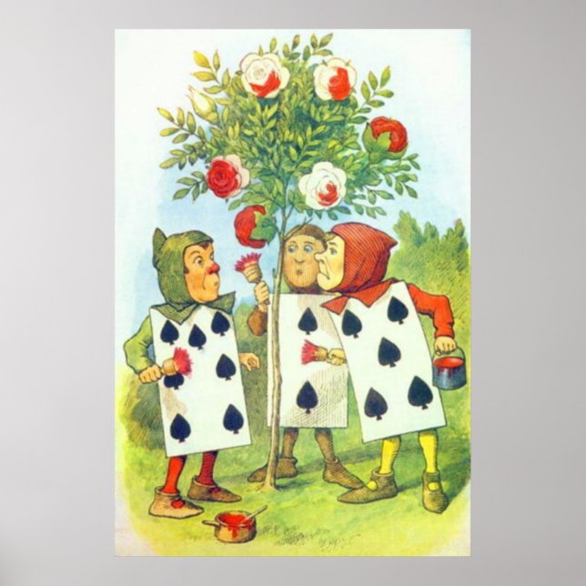 Poster Les cartes à jouer Peinture Rose couleur complète (Devant)