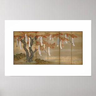 Poster "Les cartes d'automne avec des feuillets de poèmes