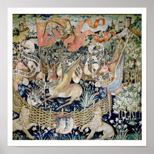 Poster Les cerfs communs à ailes (tapisserie)