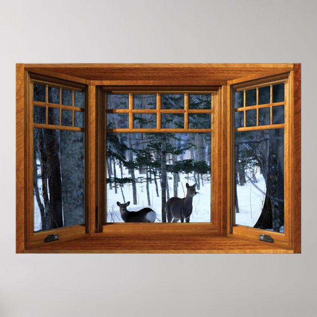 Poster Les cerfs dans les bois d'hiver Voir fausse affich (Devant)