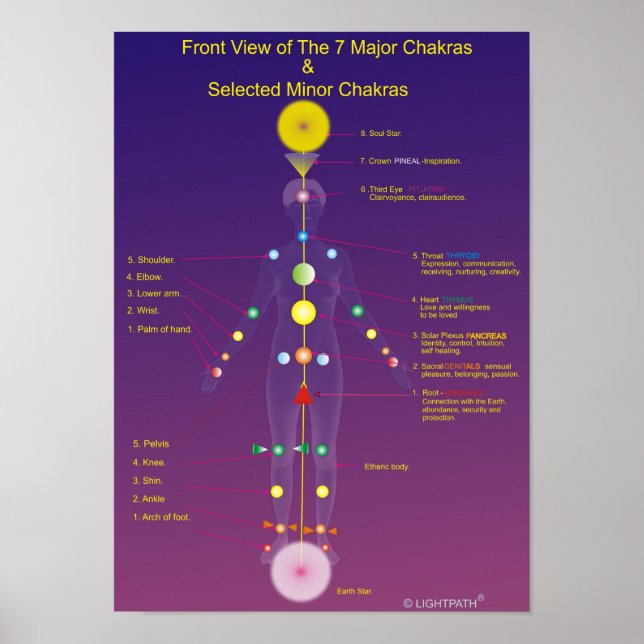 Poster Les chakras majeurs et mineurs (Devant)