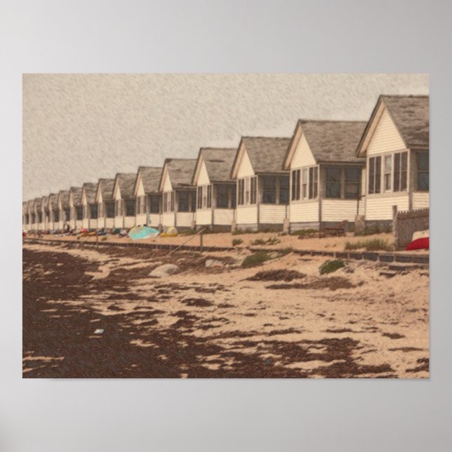 Poster Les chalets sur la plage (Devant)