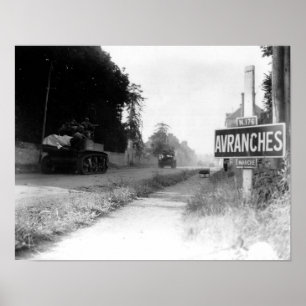 Poster Les chars américains à Avranches France Seconde Gu