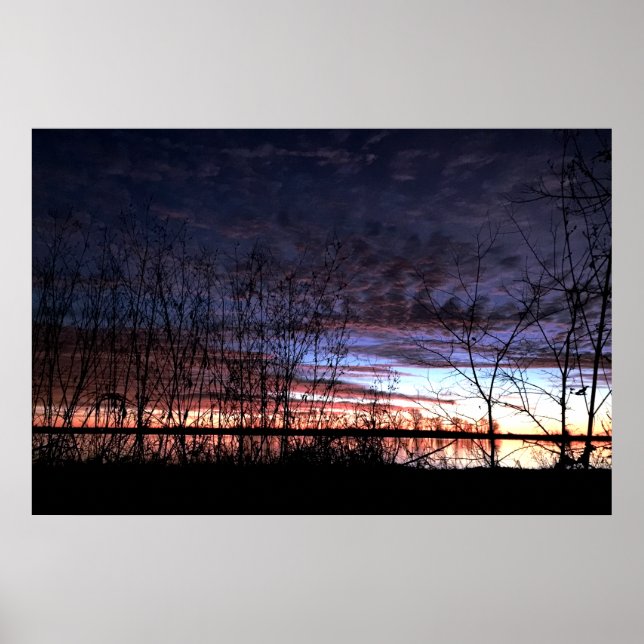 Poster Les chasseurs de canards témoignent du lever du so (Devant)