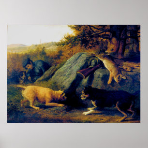 Poster Les chasseurs de lapins Thomas Hewes Hinckley 1850