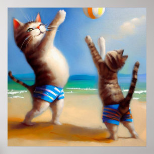 Poster Les chats à la plage