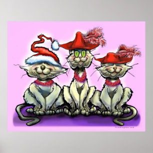 Poster Les chats en Casquette amusant