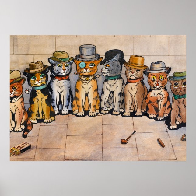 Poster Les chats fumeurs de Louis Wain (Devant)