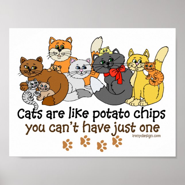 Poster Les chats sont comme des chips de pommes de terre (Devant)