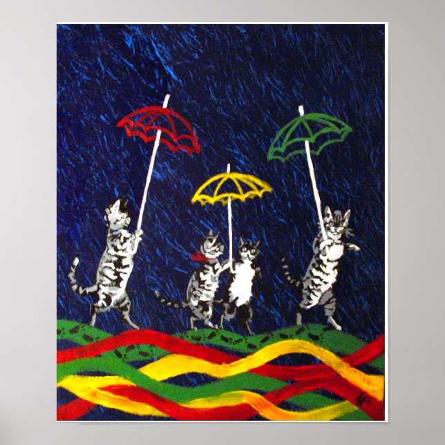 Poster Les chats sous la pluie (Devant)