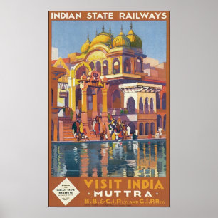 Poster Les chemins de fer de l'État indien visitent l'Ind