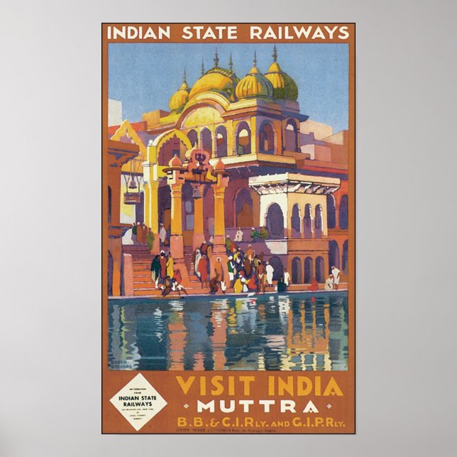 Poster Les chemins de fer de l'État indien visitent l'Ind (Devant)