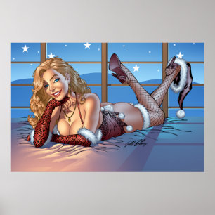 Poster Les cheveux blonds, bleu ont observé