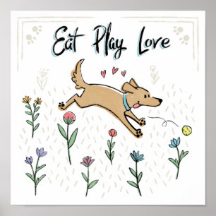 Poster Les chiens dans le jardin II   mangent l'amour de