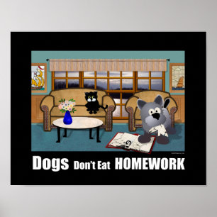 Poster Les chiens ne mangent pas les devoirs