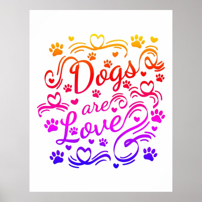Poster Les Chiens Sont Des Pâtes D'Amour Et La Typographi (Devant)