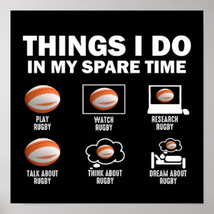 Poster Les Choses Que Je Fais Dans Mon Rugby De Temps De 
