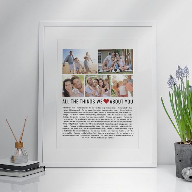 Poster Les choses que nous aimons à propos de toi Fête de (Créateur téléchargé)