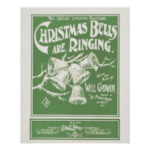 Les cloches de Noël sonnent - Impression d'art vin