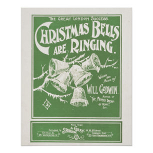 Poster Les cloches de Noël sonnent - Impression d'art vin