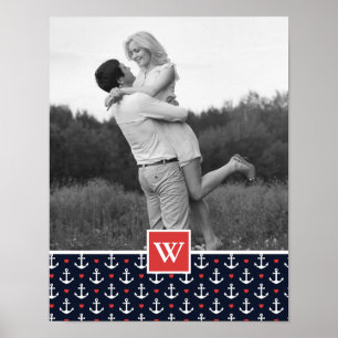 Poster Les coeurs et le motif   d'Ancres ajoutent votre