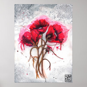 Poster Les Coquelicots Rouges de Lisa