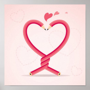 Poster Les crayons amoureux