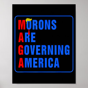 Poster Les crétins gouvernent l'Amérique drôle Trump 2024