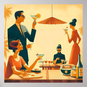 Poster Les critiques de cocktail Martini du milieu du siè