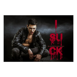 Poster Les crocs de la figure vampirique pâle d'Halloween
