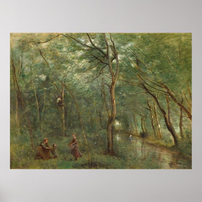 Poster Les cueilleurs d'anguille - Jean-Baptiste - Corot (Devant)