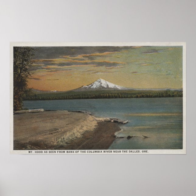Poster Les Dalles, Oregon - Mt Hood de Columbia Rive (Devant)