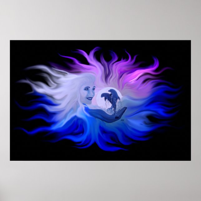 Poster Les dauphins au clair de lune (Devant)