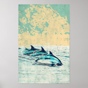 Poster Les dauphins dans l'océan Atlantique Carte postale