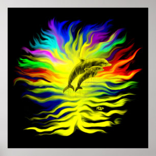 Poster Les dauphins sous le soleil