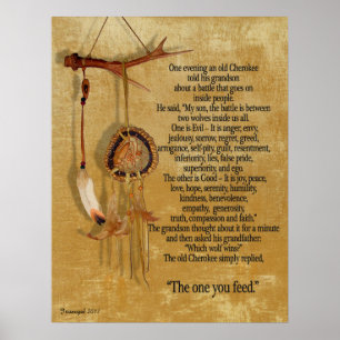 Poster Les Deux loups, proverbe Cherokee