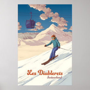 Poster Les Diablerets Station de ski Suisse Voyage