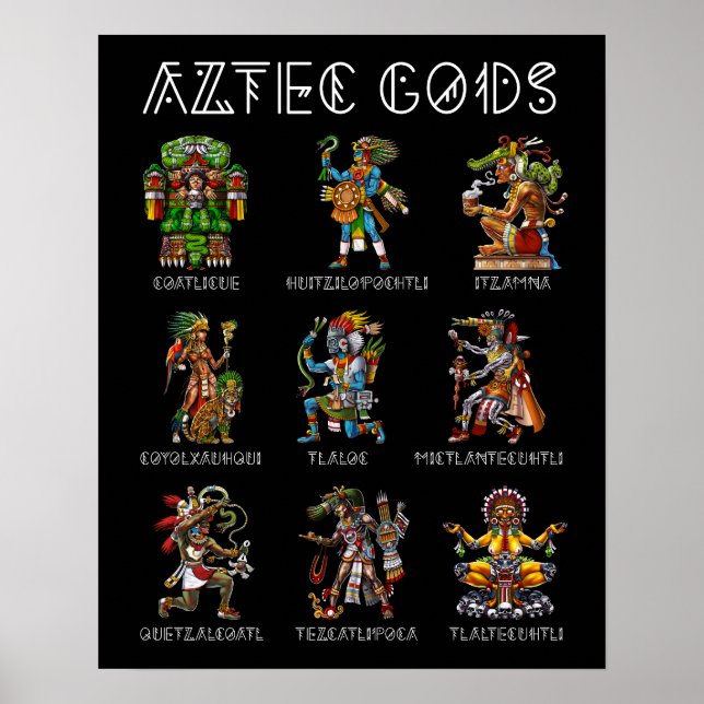 Poster Les dieux de la mythologie aztèque (Devant)