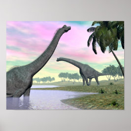 Poster Les dinosaures de Brachiosaurus dans la nature - r