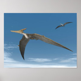 Poster Les dinosaures de Pteranodon volent - rendu 3D