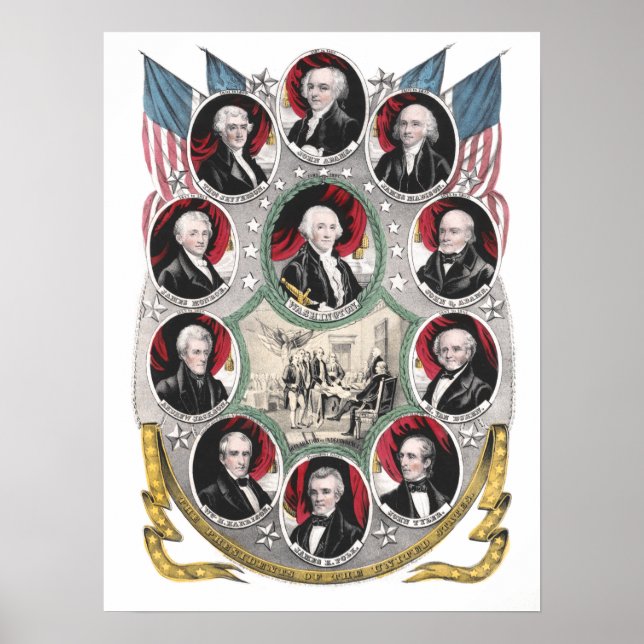 Poster Les dix premiers présidents des États-Unis (Devant)