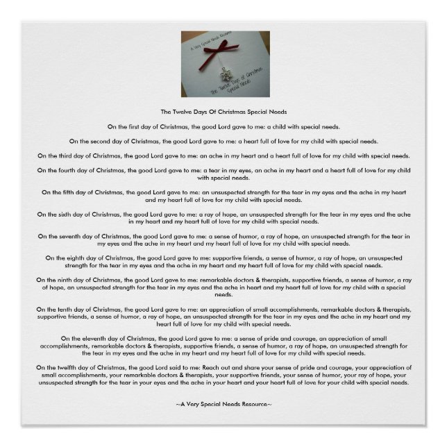 Poster Les Douze Jours De Noël Besoins Spéciaux (AVSNR) (Devant)