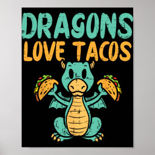 Poster Les dragons aiment les tacos Mignon Cinq De Mayo N