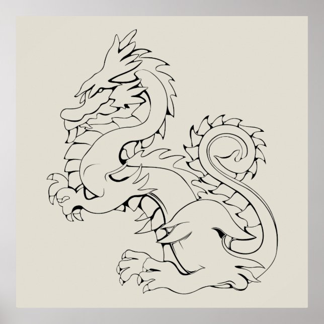 Poster Les Dragons Asiatiques Tatsu Sont Des Créatures My (Devant)