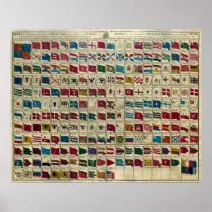 Poster Les drapeaux navals de Bowles du monde