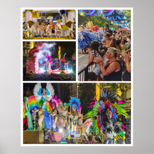 Poster Les écoles de samba défilent photo collage, montev