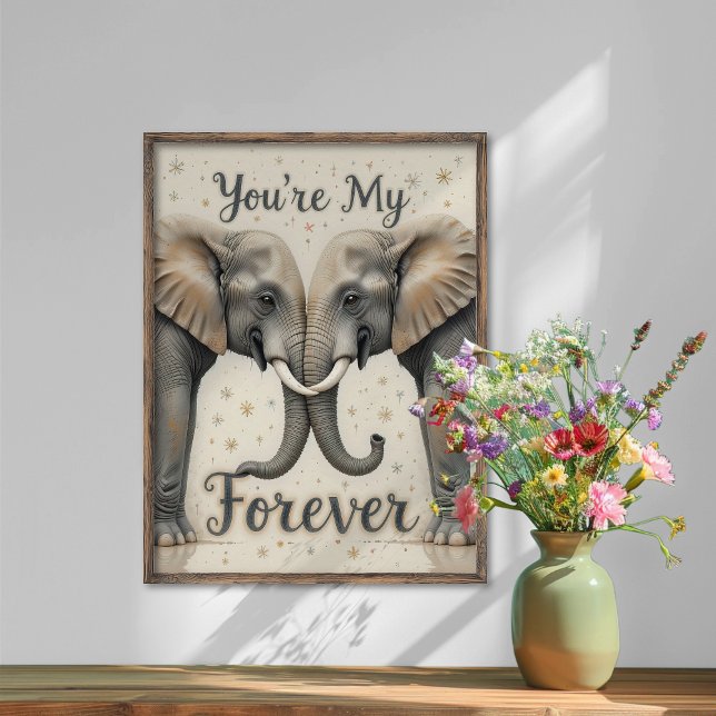 Poster Les éléphants dans l'art de l'amour pour toujours (Créateur téléchargé)