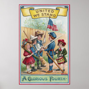 Poster Les enfants célèbrent le quatrième