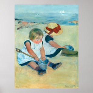 Poster Les enfants de Cassatt jouent sur la plage